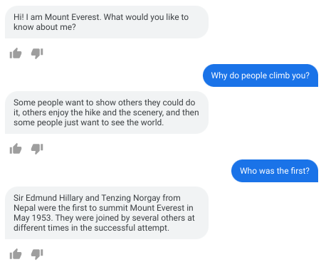 A conversation about Mount Everest generated with LaMDA