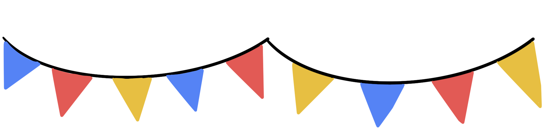 a drawing of colorful flags