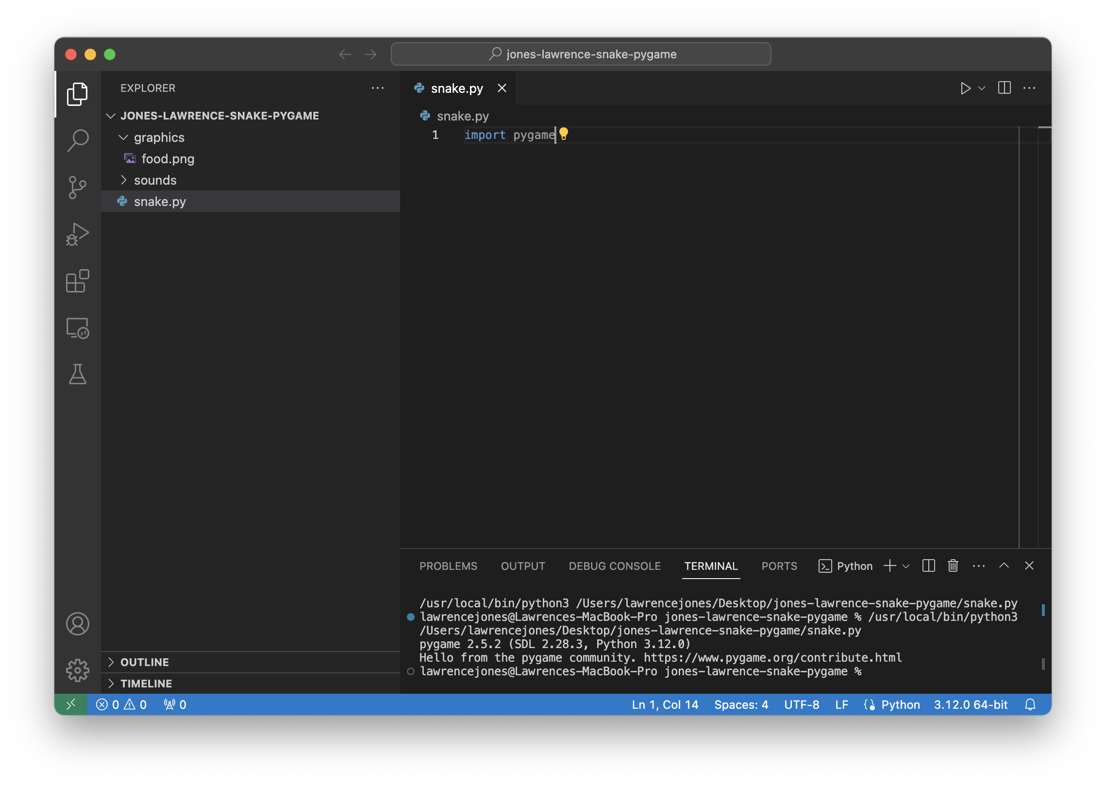 01 Pygame INLS 560 Snake Game